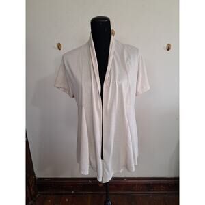 Womens Cardigan Size L/Xl Lace Back Open Front Cream T-Shirt Feel Short Sleeve